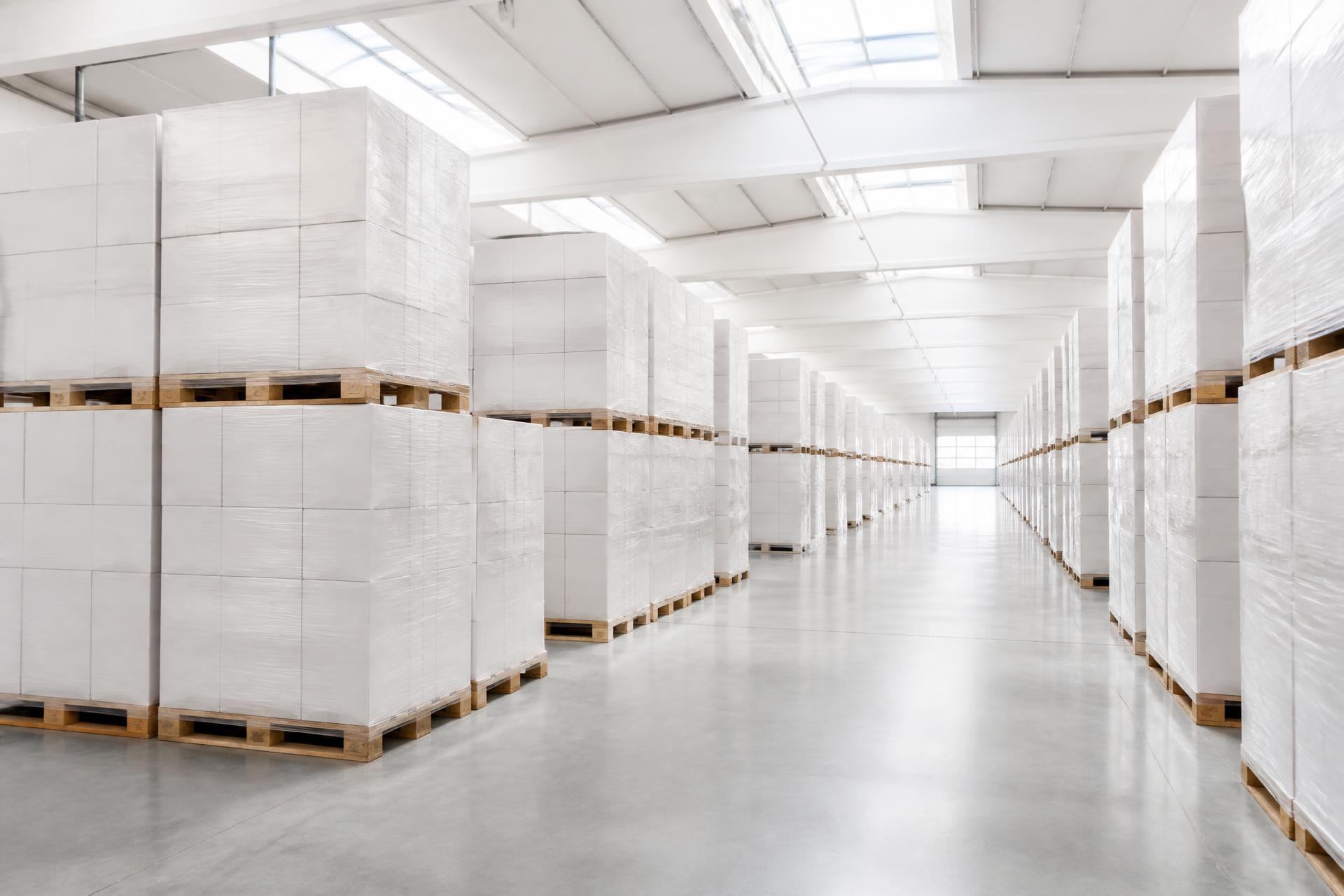 Pallets of wrapped stock in the SummitStore distribution centre